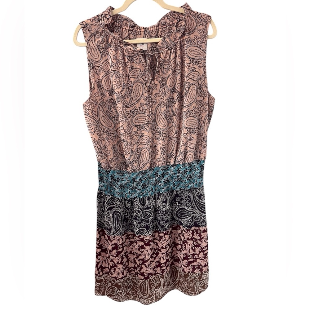 NWOT CAbi Sleeveless Dani Paisley Color Block Dress in Size L